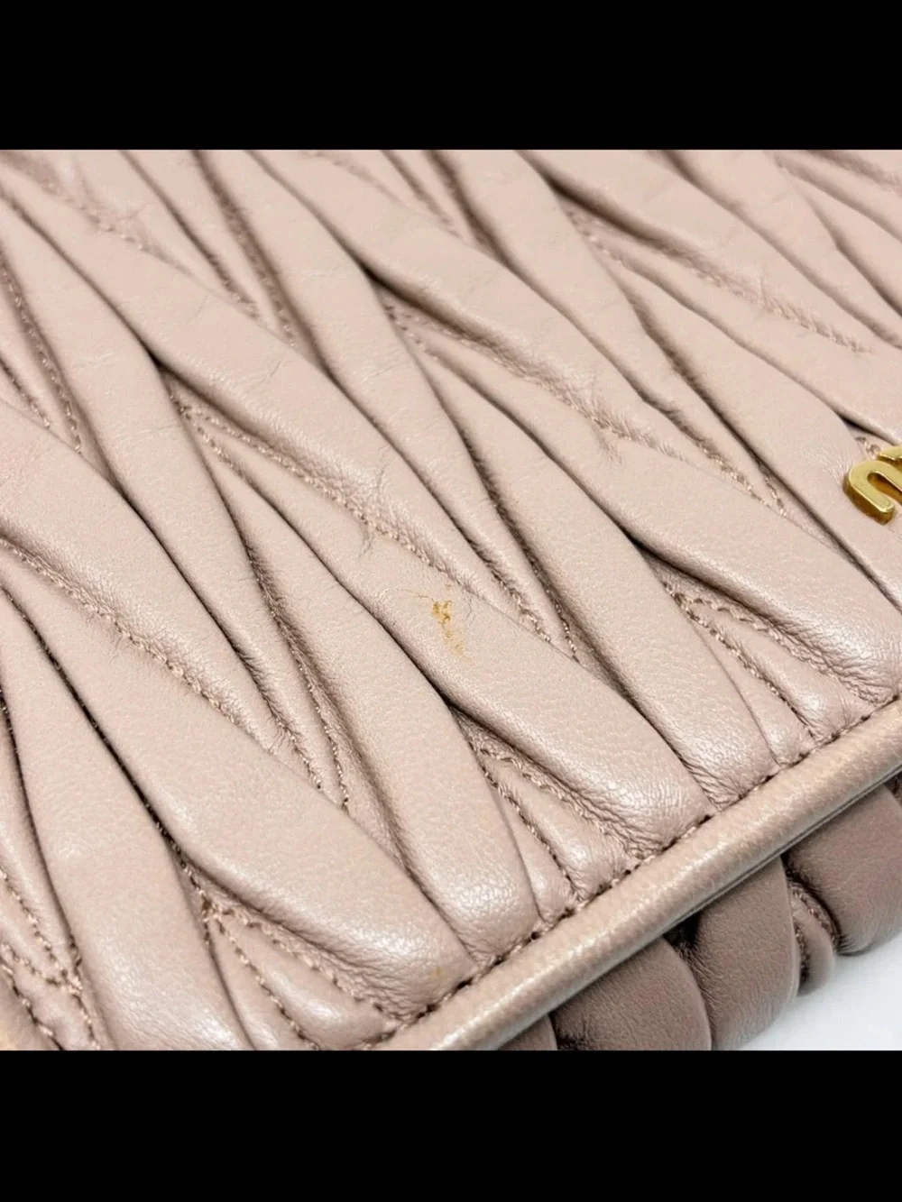 Miu Miu Quilted Matelassé Leather Crossbody in Taupe